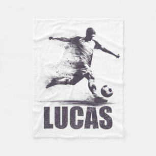 Lucas Soccer Boys Personalized First Name Lucas Fleece Blanket
