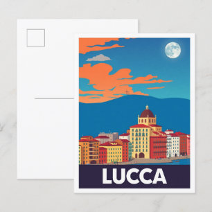 Lucca Italy Art Vintage Travel Illustration Postcard