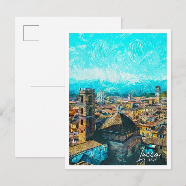 Lucca Italy Beautiful Oil Paint City Postcard (Front/Back)