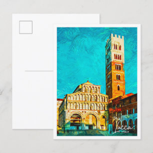 Lucca Italy Beautiful Oil Paint City Postcard