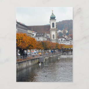 Lucerne old city - Jesuit church and waterfront Postcard