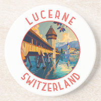 Lucerne Switzerland Retro Distressed Circle