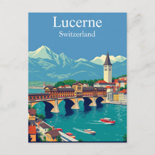 Lucerne, Switzerland Travel Alpine Townscape Postcard