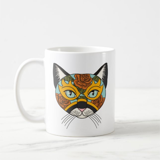 Lucha Libre Cat Coffee Mug (Left)