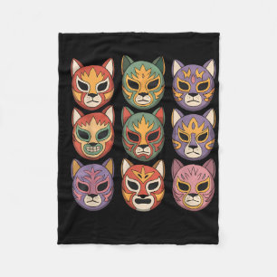 Lucha Libre Cat Mask Funny Luchador Mask Gato Fleece Blanket