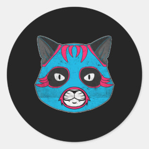 Lucha Libre Cat Wears Luchador Wrestling Mask  Classic Round Sticker