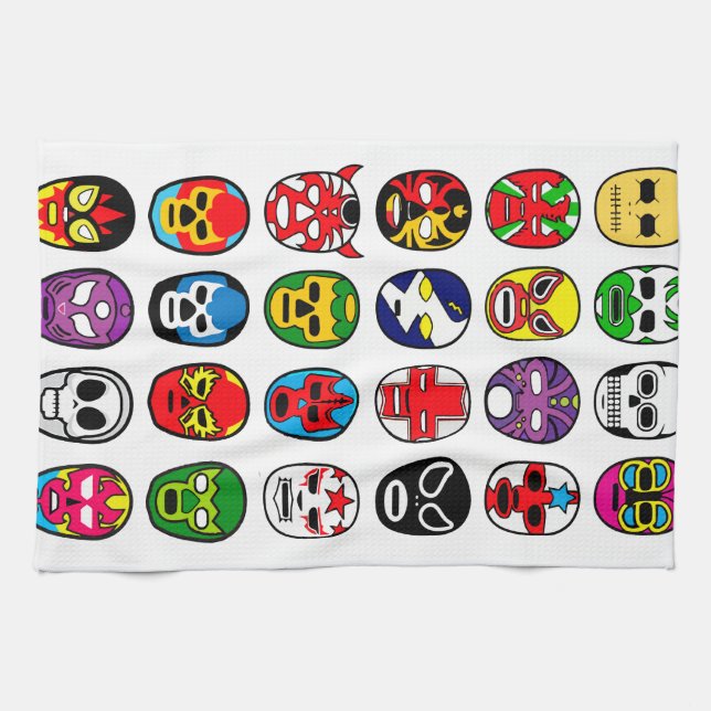 Lucha Libre Luchador Mexican Wrestling Masks Kitchen Towel (Horizontal)