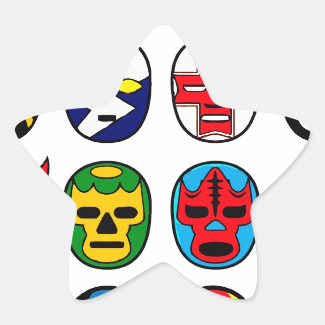Lucha Libre Luchador Mexican Wrestling Masks Star Sticker (Front)