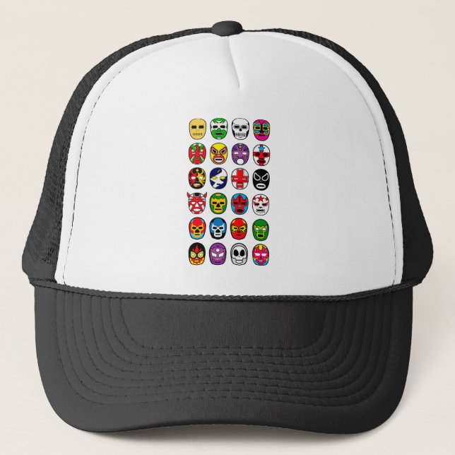 Lucha Libre Luchador Mexican Wrestling Masks Trucker Hat (Front)
