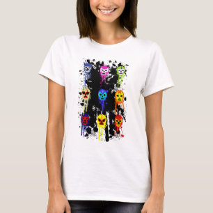 Lucha Libre Mask Mexican Wrestling Paint Splash T-Shirt