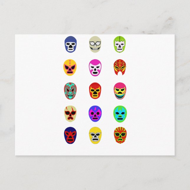 Lucha Libre Mask Mexican Wrestling Postcard (Front)