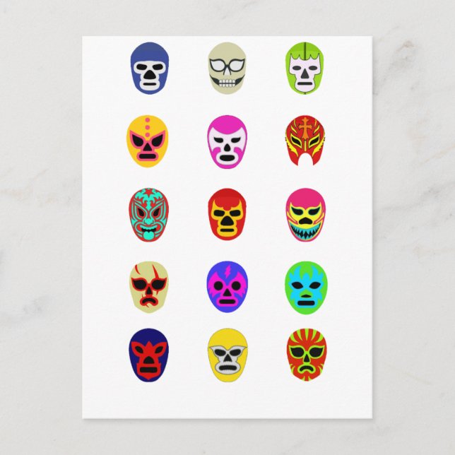 Lucha Libre Mask Mexican Wrestling Postcard (Front)