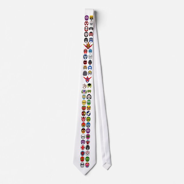 Lucha Libre Masked Wrestlers Masks collage Tie (Front)