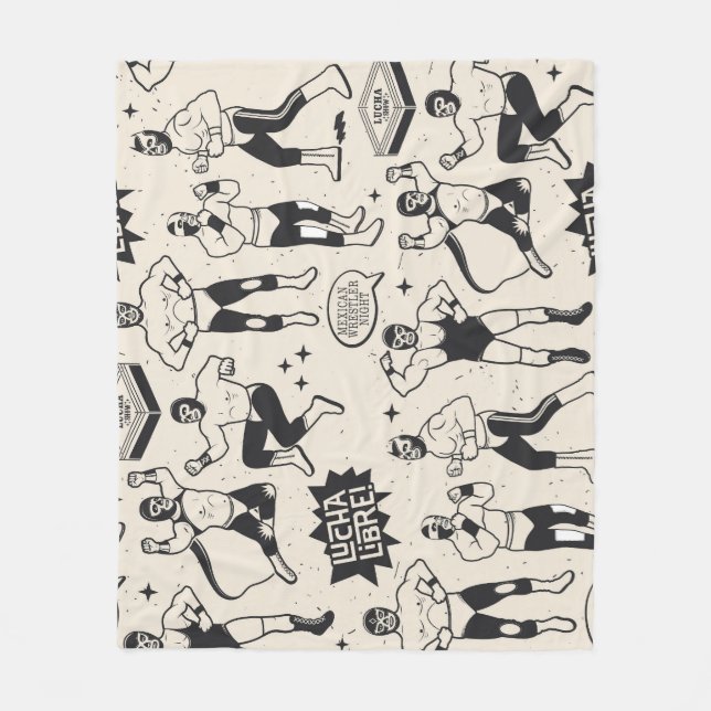 Lucha Libre: Mexican Wrestler pattern Fleece Blanket (Front)