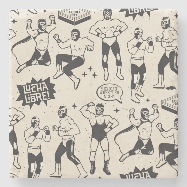 Lucha Libre: Mexican Wrestler pattern Stone Coaster (Front)