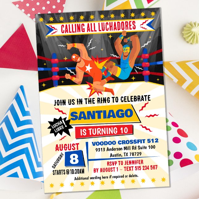Lucha Libre Mexican Wrestling Birthday Invitation (Lucha Libre Mexican Wrestling Invitation )