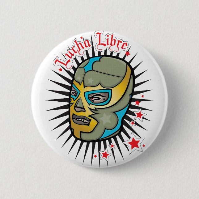 Lucha Libre Mexican Wrestling Mask 2 Inch Round Button (Front)