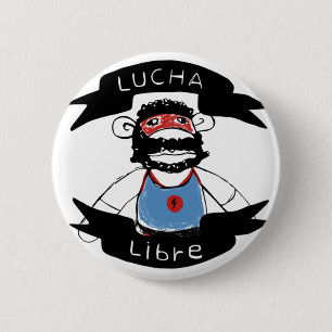 Lucha Libre Monkey Wrestlers Button. 2 Inch Round Button