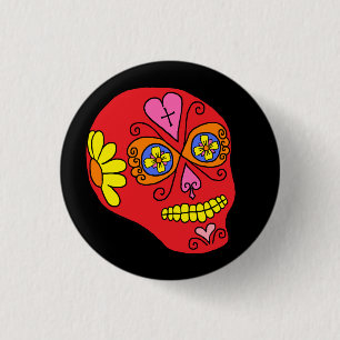 Lucha Libre Sugar Skull 1 Inch Round Button