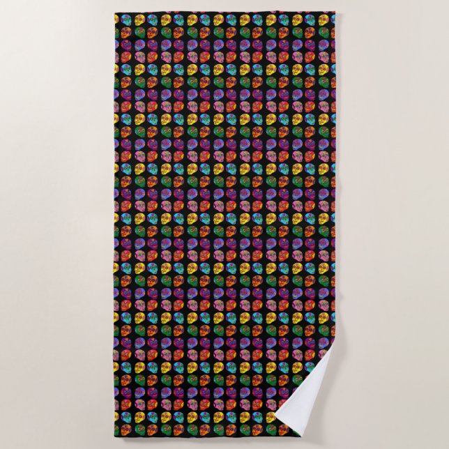 Lucha Libre Sugar Skull Beach Towel (Front)