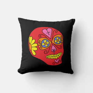 Lucha Libre Sugar Skull Throw Pillow