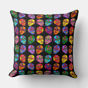 Lucha Libre Sugar Skull Throw Pillow