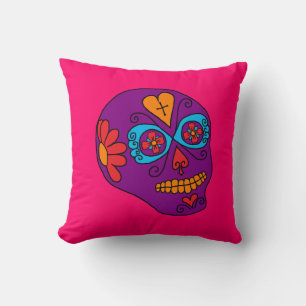 Lucha Libre Sugar Skull Throw Pillow
