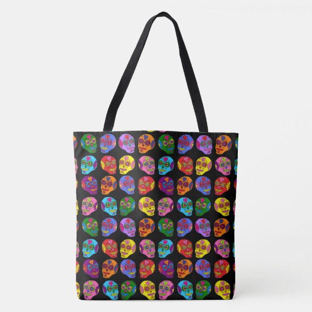 Lucha Libre Sugar Skull Tote Bag (Front)