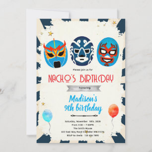 Luchador birthday party invitation