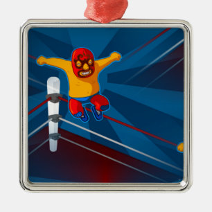 luchador metal ornament