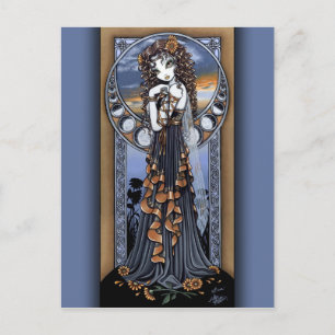 "Lucia" Gothic Flower Moon Fairy Art Postcard