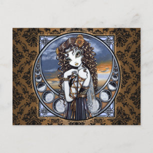 "Lucia" Gothic Flower Moon Fairy Art Postcard