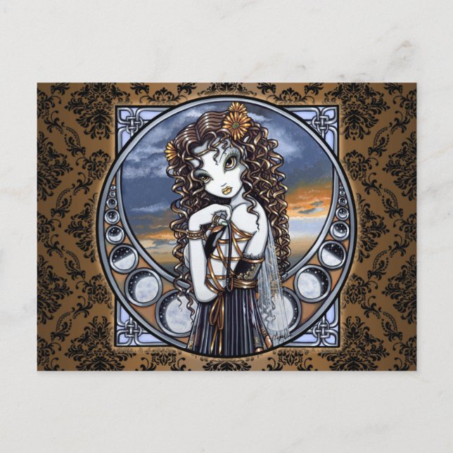 "Lucia" Gothic Flower Moon Fairy Art Postcard (Front)