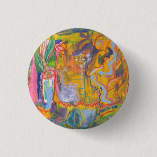 Lucid Dreamer Pink Rainbow Abstract Painting 1 Inch Round Button