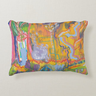 Lucid Dreamer Pink Rainbow Abstract Painting Art Accent Pillow