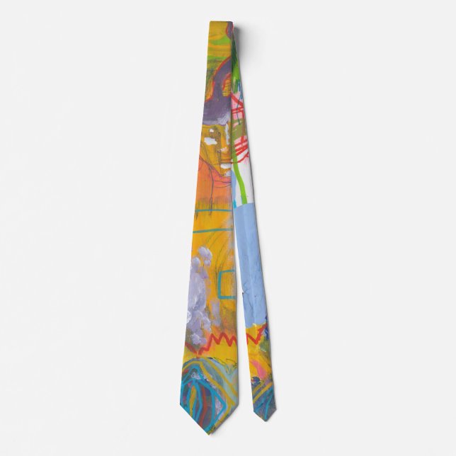 Lucid Dreamer Pink Rainbow Abstract Painting Art Tie (Front)