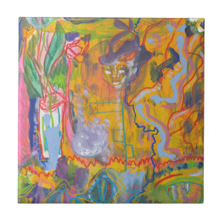 Lucid Dreamer Pink Rainbow Abstract Painting Art Tile