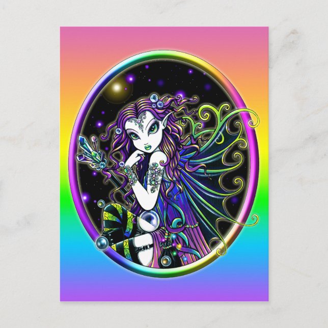 "Lucidia" Celestial Crystal Rainbow Fairy Postcard (Front)