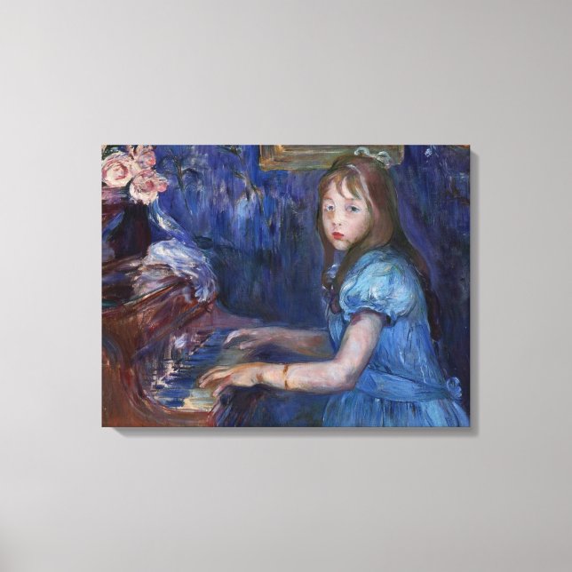 Lucie Leon Playing the Piano (by Berthe Morisot) Canvas Print (Front)