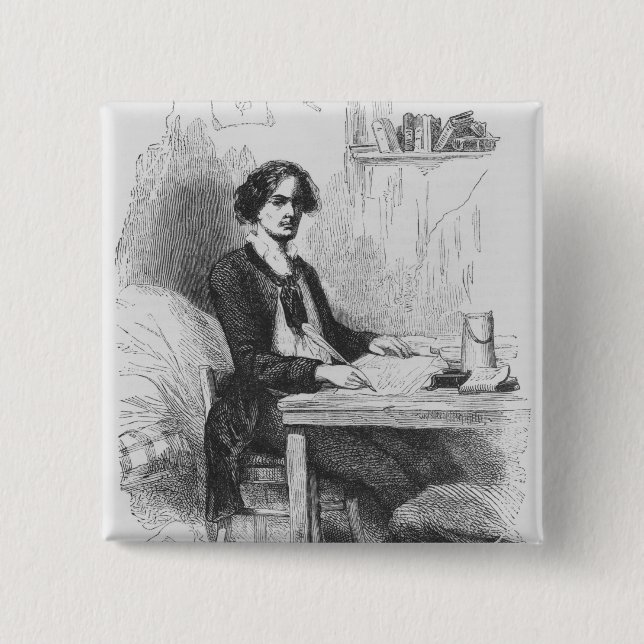 Lucien de Rubempre writing a letter 2 Inch Square Button (Front)