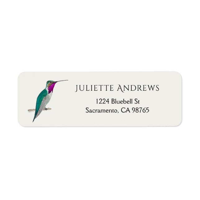 Lucifer Hummingbird Return Address Label (Front)