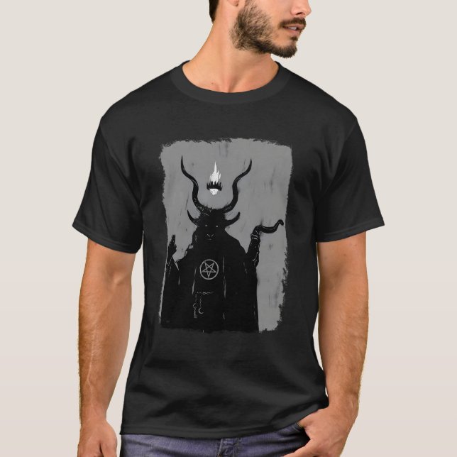 Lucifer Light Bearer Satanic Occult Baphomet Goat  T-Shirt (Front)