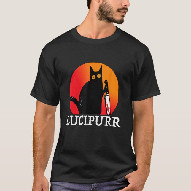 Lucifer Occult Satanic Cat Lucipurr Antichrist Bap T-Shirt (Front)