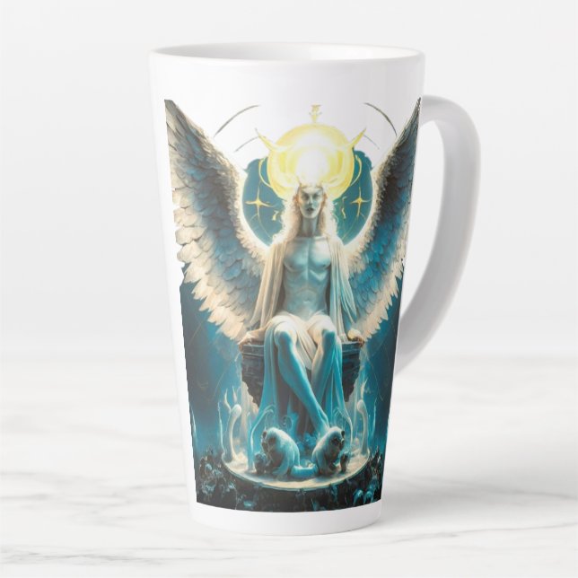 Lucifer represents his light and feature latte mug (Right Angle)