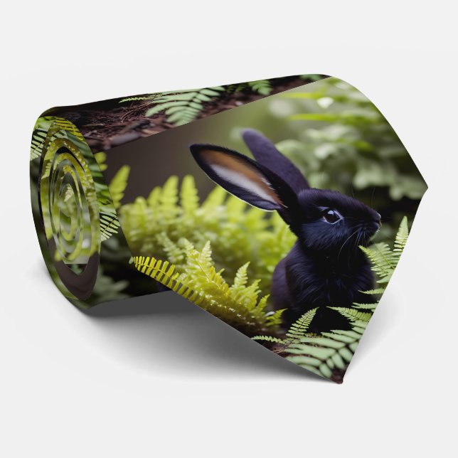 Lucifer The Black Little Bunny, Neck Tie (Rolled)