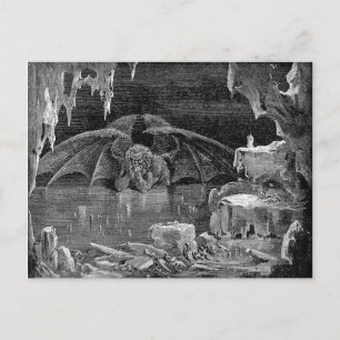 Lucifer Vintage Woodcut Engraving Goth Art Postcard
