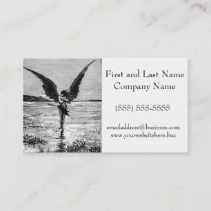 Lucifero Satan Devil Angel Charcoal Illustration Business Card