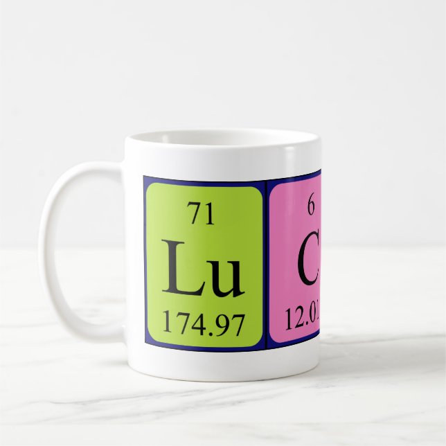 Lucio periodic table name mug (Left)