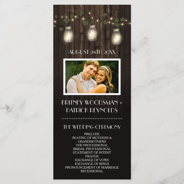 Luciole rustique + Vignoble Programmes de mariage (Devant)
