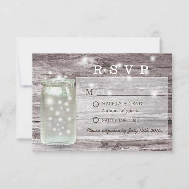 Lucioles Mason Jar Mariage RSVP (Devant)